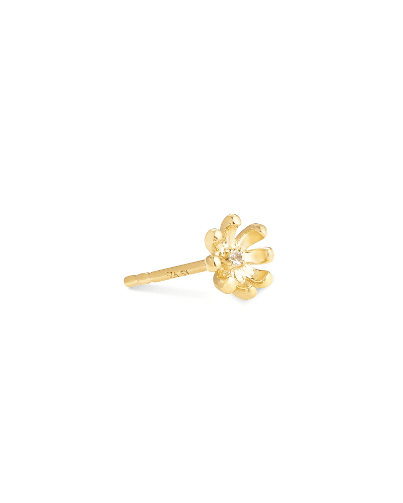 Daisy 18k Yellow Gold Vermeil Single Stud Earring in White Topaz image number 0